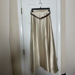 ITOO Italy Cream Maxi A-Line Skirt with Belt for Cocktail (review last pics)